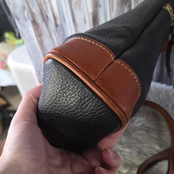 Dooney & Bourke Black and Brown Pebbled Leather Messenger Bag - Picture 6 of 11
